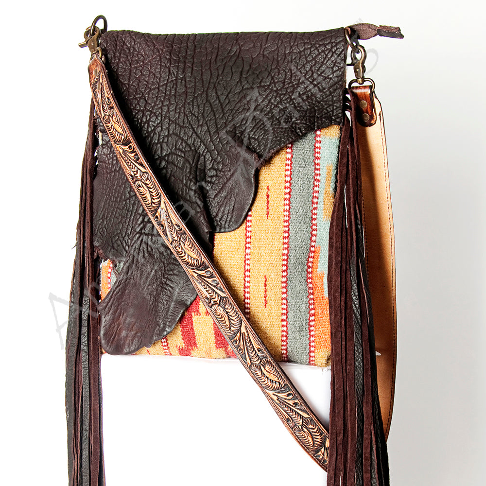 American Darling Cross Body Saddle Blanket Fabric Leather Western Women Bag Handbag Purse Crossbody Travel Bags College