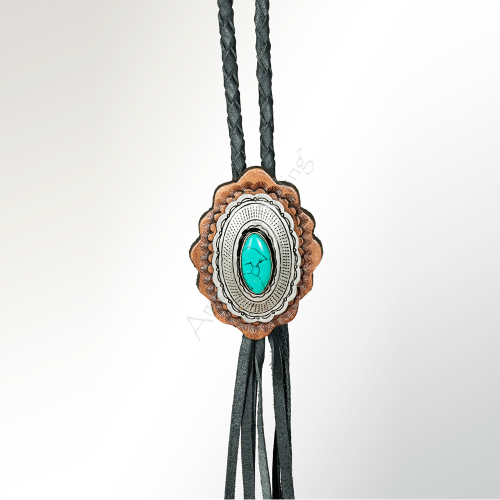 American Darling ADJW106B Braided Genuine Leather Jewelry Necklace with Concho