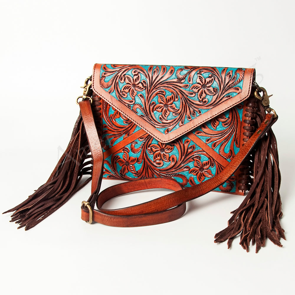 American Darling Envelope Hand Tooled Genuine Leather Women Bag Western Handbag Purse