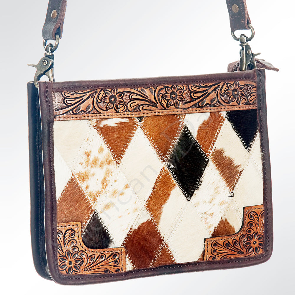 American Darling Hand Tooled Hair On Genuine Leather Women Bag Western Handbag Purse| Purse | Crossbody