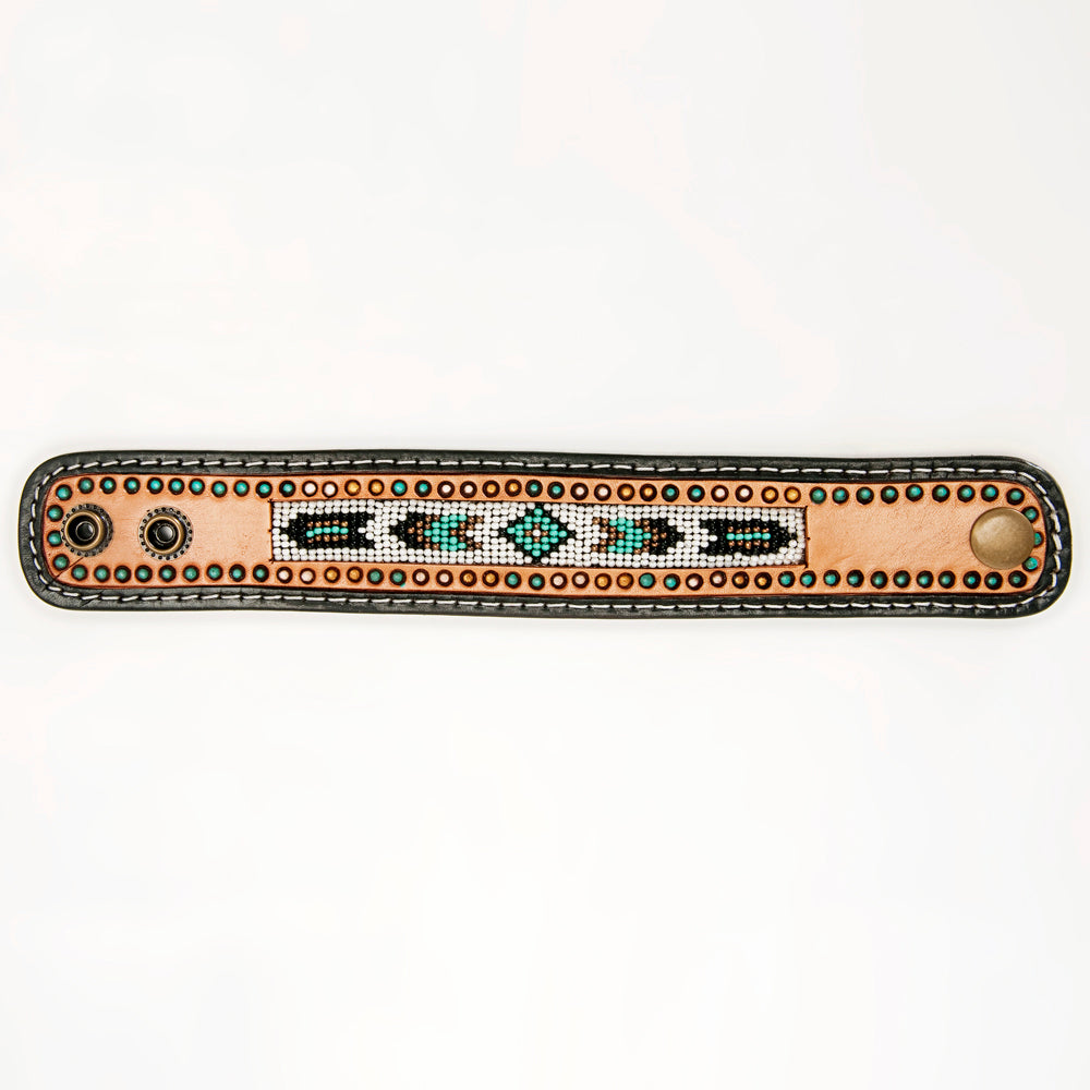 American Darling Bracelet Hand Tooled Carved Genuine Leather Women | Handmade Western Rustic