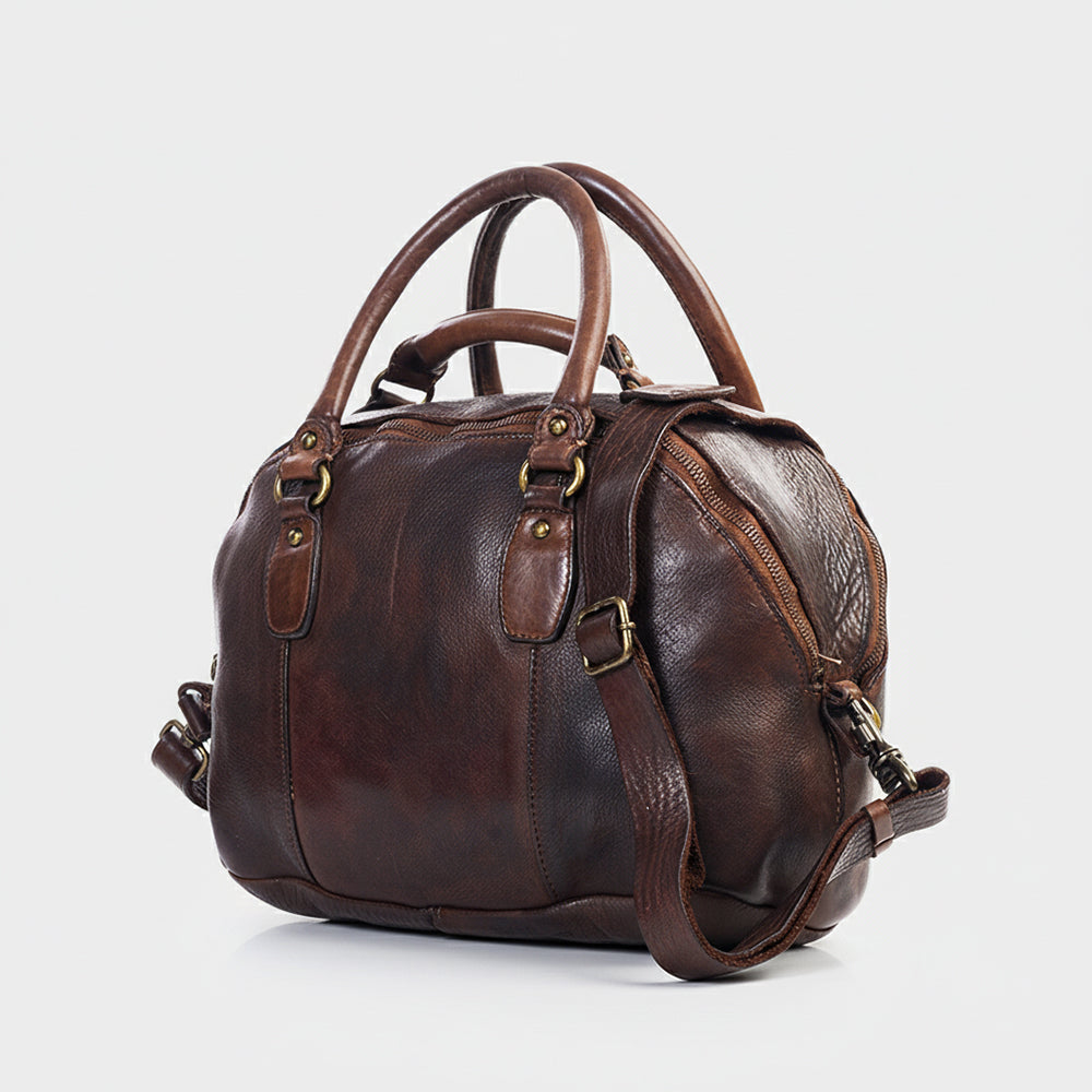 Spaghetti Western Swc124Bbrn Tote Vintage Handmade Drum Dyed Genuine European Cowhide Leather Women Bag Western Handbag Purse