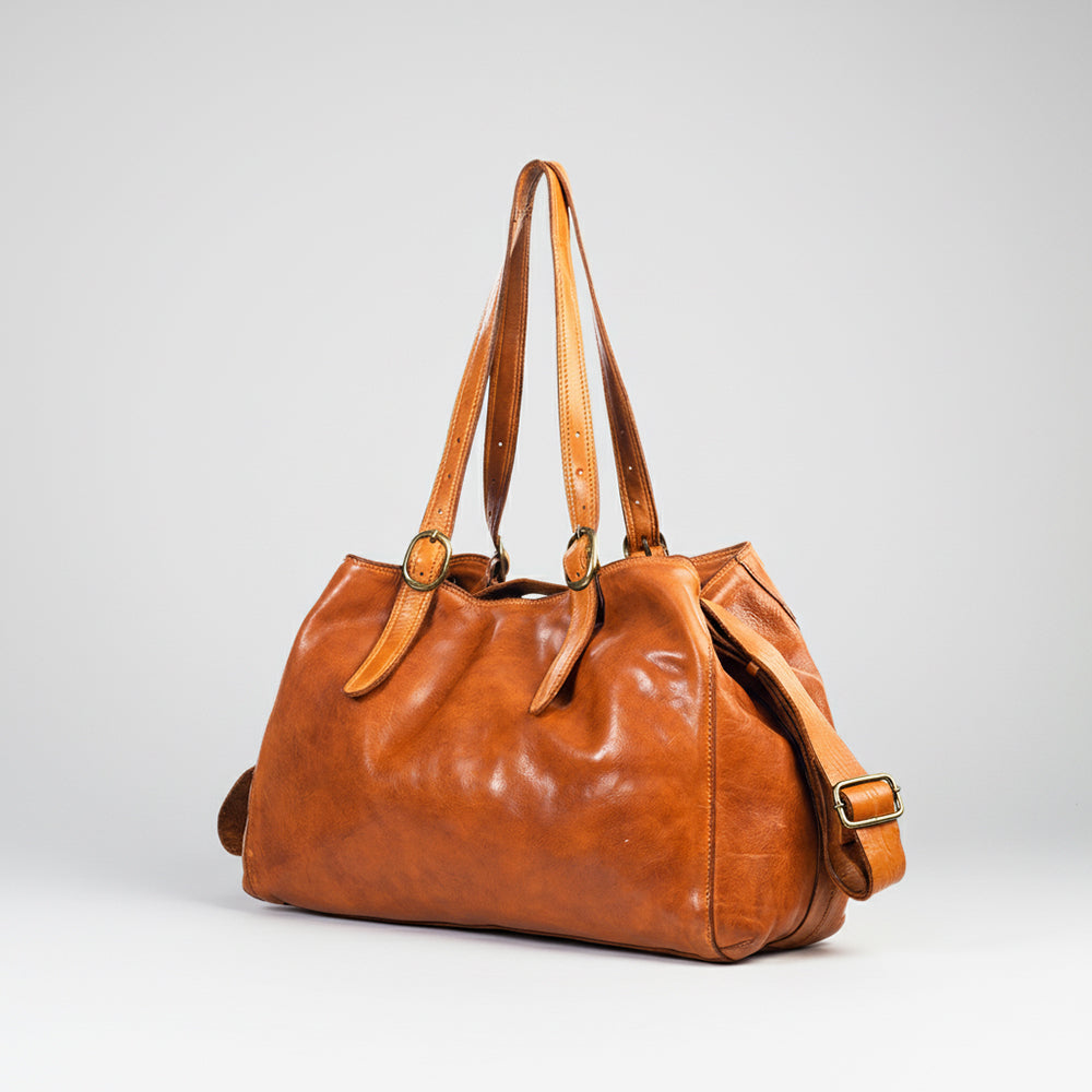Spaghetti Western Swc132Tan Tote Vintage Handmade Drum Dyed Genuine European Cowhide Leather Women Bag Western Handbag Purse
