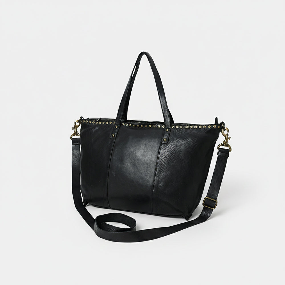 Spaghetti Western Swc135Ablk Tote Vintage Handmade Drum Dyed Genuine European Cowhide Leather Women Bag Western Handbag Purse
