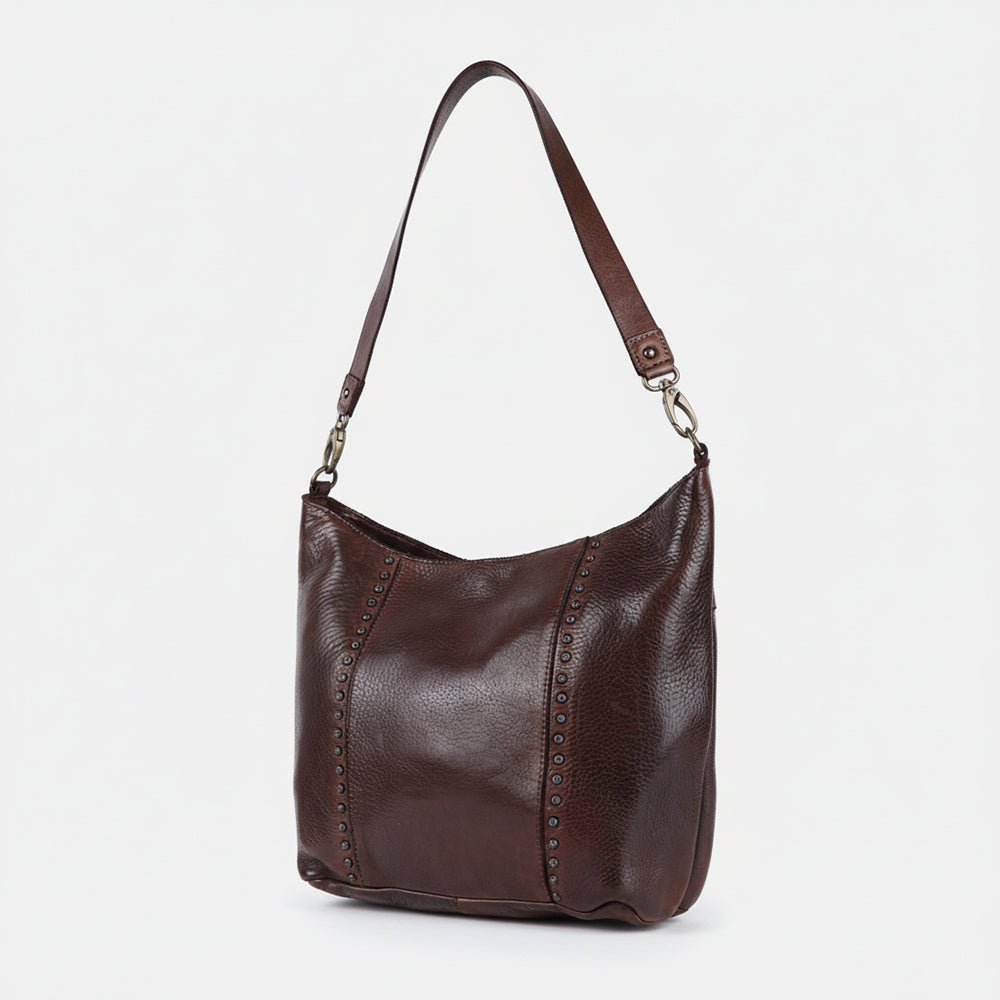 Spaghetti Western Swc140Brn Hobo Vintage Handmade Drum Dyed Genuine European Cowhide Leather Women Bag Western Handbag Purse