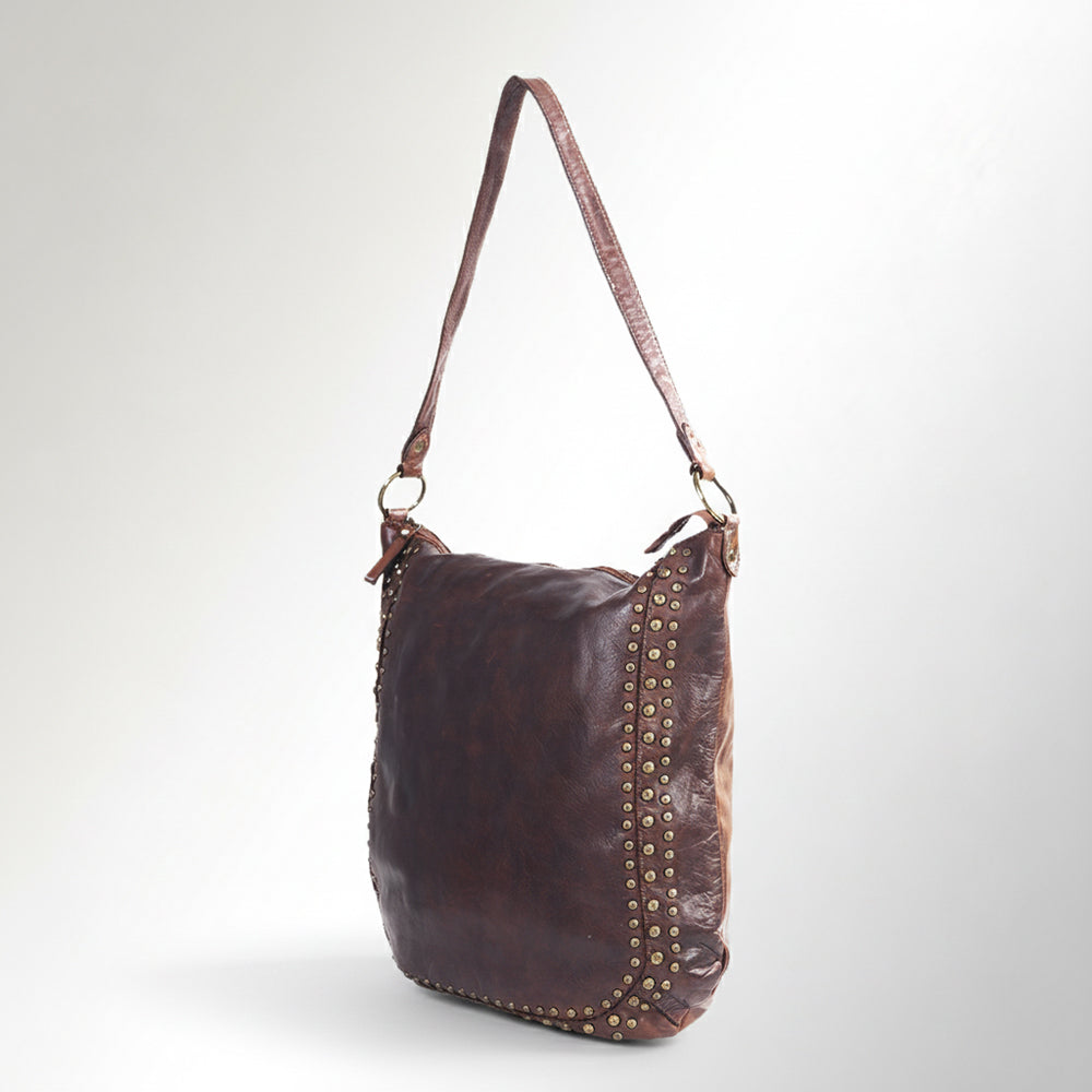 Spaghetti Western Swc142Abrn Hobo Vintage Handmade Drum Dyed Genuine European Cowhide Leather Women Bag Western Handbag Purse