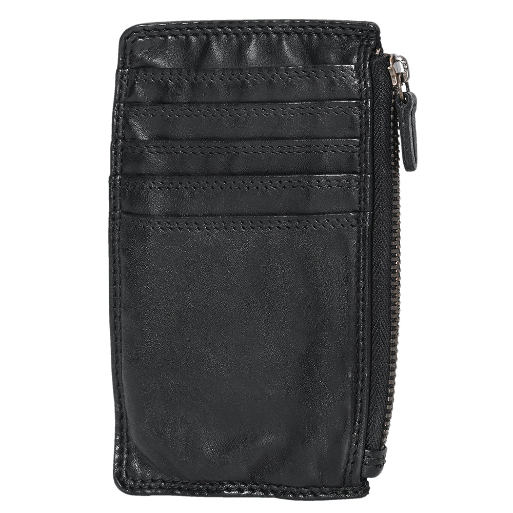 Spaghetti Western Swc146Ablk Card-Holder Vintage Handmade Drum Dyed Genuine European Cowhide Leather Women Bag Western Handbag Purse