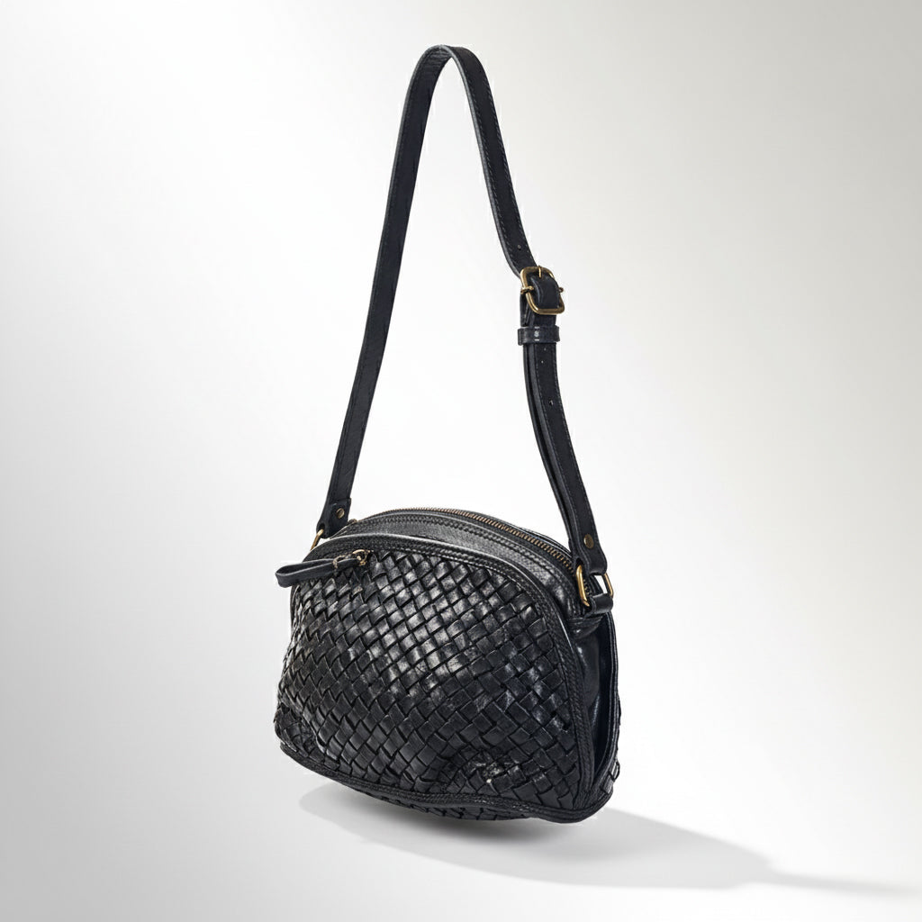 Spaghetti Western Swc148Blk Cross Body I Vintage Handmade Drum Dyed Genuine European Cowhide Leather Women Bag Western Handbag Purse
