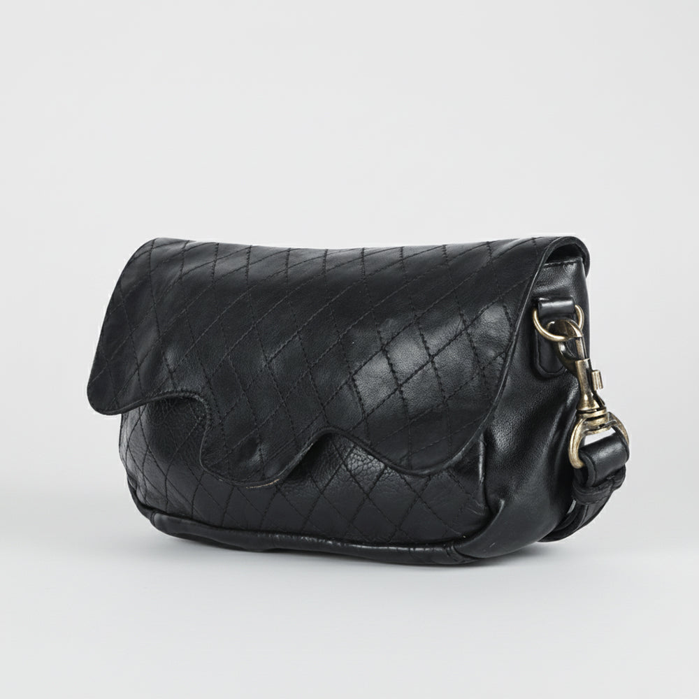 Spaghetti Western Swc151Blk Envelope Vintage Handmade Drum Dyed Genuine European Cowhide Leather Women Bag Western Handbag Purse