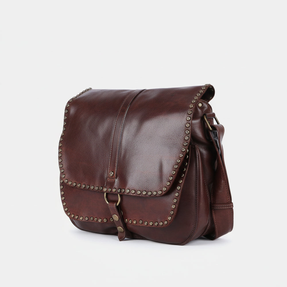 Spaghetti Western Swc157Bbrn Cross Body I Vintage Handmade Drum Dyed Genuine European Cowhide Leather Women Bag Western Handbag Purse
