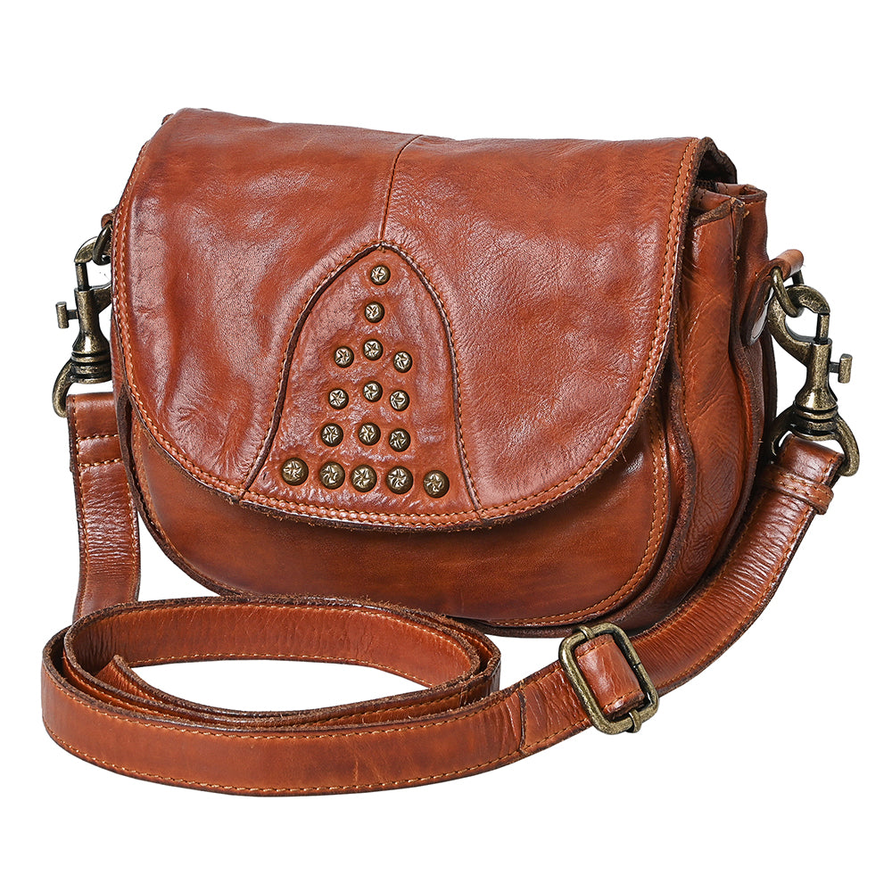 Spaghetti Western Swc161Cg Cross Body I Vintage Handmade Drum Dyed Genuine European Cowhide Leather Women Bag Western Handbag Purse