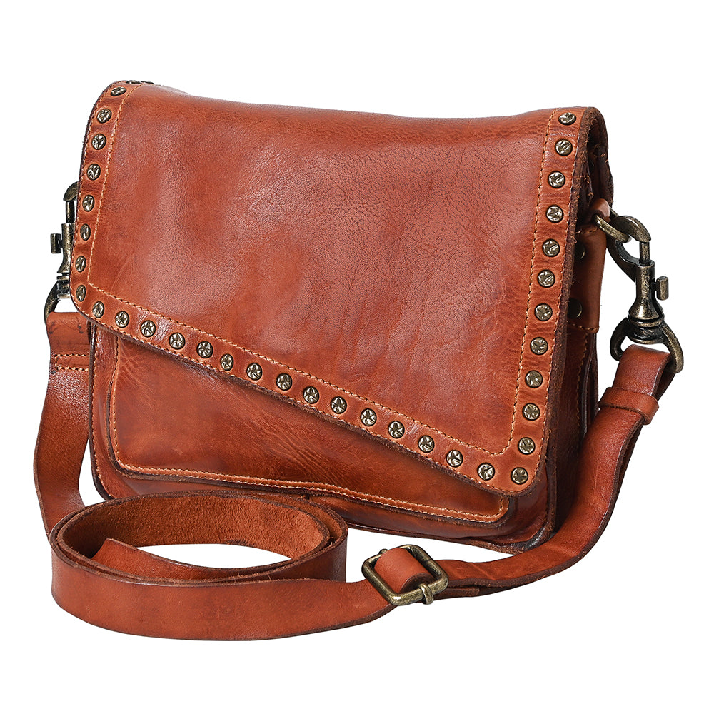 Spaghetti Western Swc169Cg Envelope Vintage Handmade Drum Dyed Genuine European Cowhide Leather Women Bag Western Handbag Purse