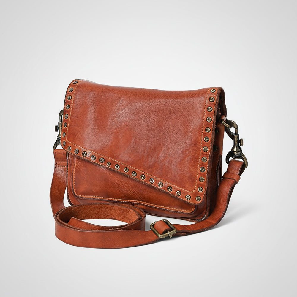 Spaghetti Western SWC169CG Envelope Vintage Handmade Drum Dyed Genuine European Cowhide Leather Women Bag Western Handbag Purse