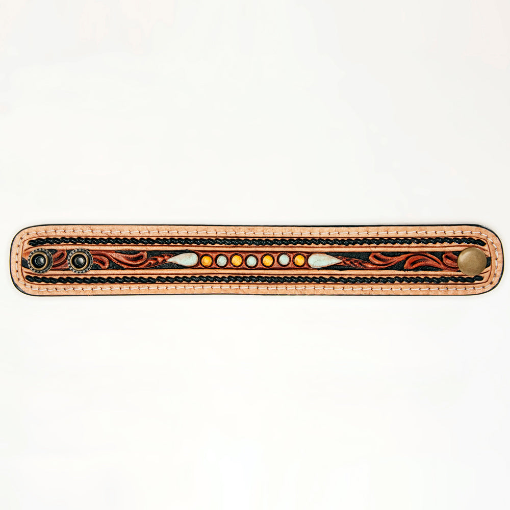 American Darling Bracelet Hand Tooled Carved Genuine Leather Women | Handmade Western Rustic