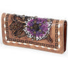 American Darling Western Clutch Bag Hand Tooled Floral Carved Genuine Vegetable Tanned Leather Purse with YKK Zipper
