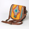 American Darling Cross body Bag Hand Tooled Genuine Leather Western Purse with Turquoise Concho and YKK Zipper