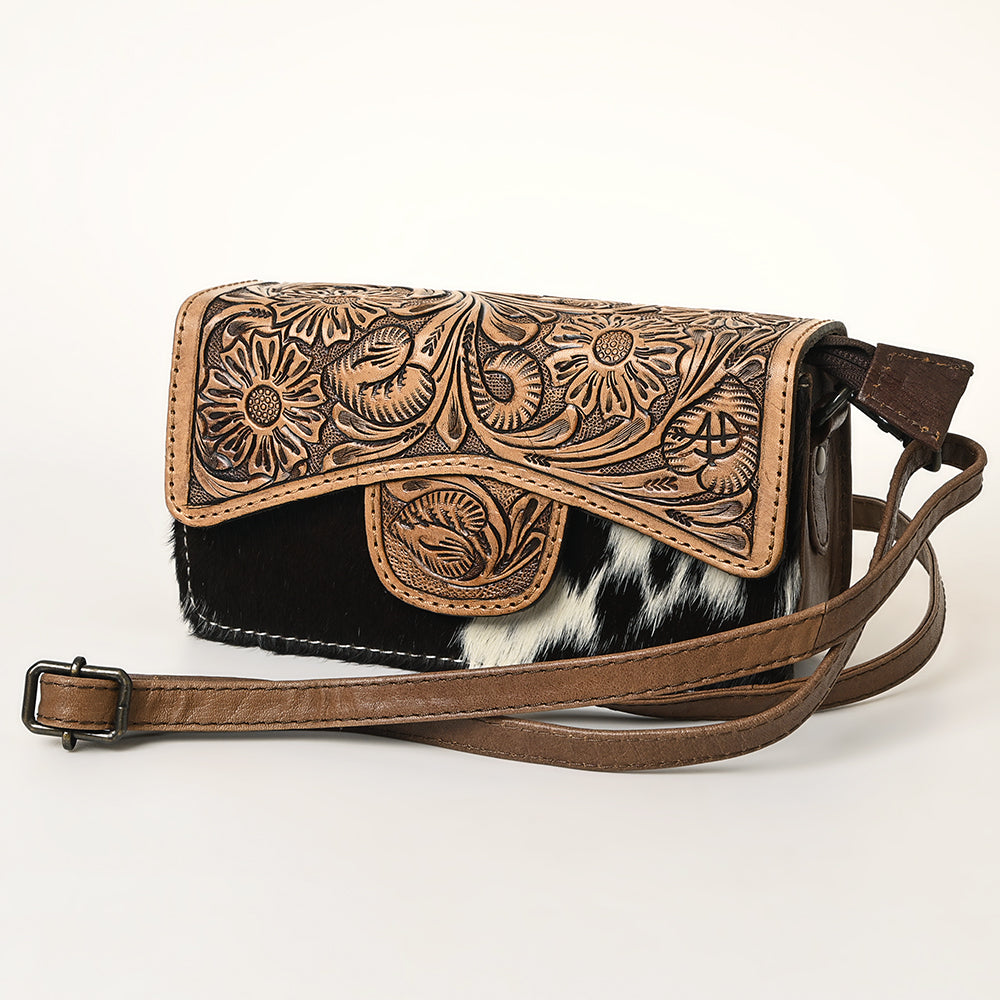 American Darling Cross Body Hand Tooled Hair on Genuine Leather Western Women Bag Handbag Purse | for Cute Crossbody