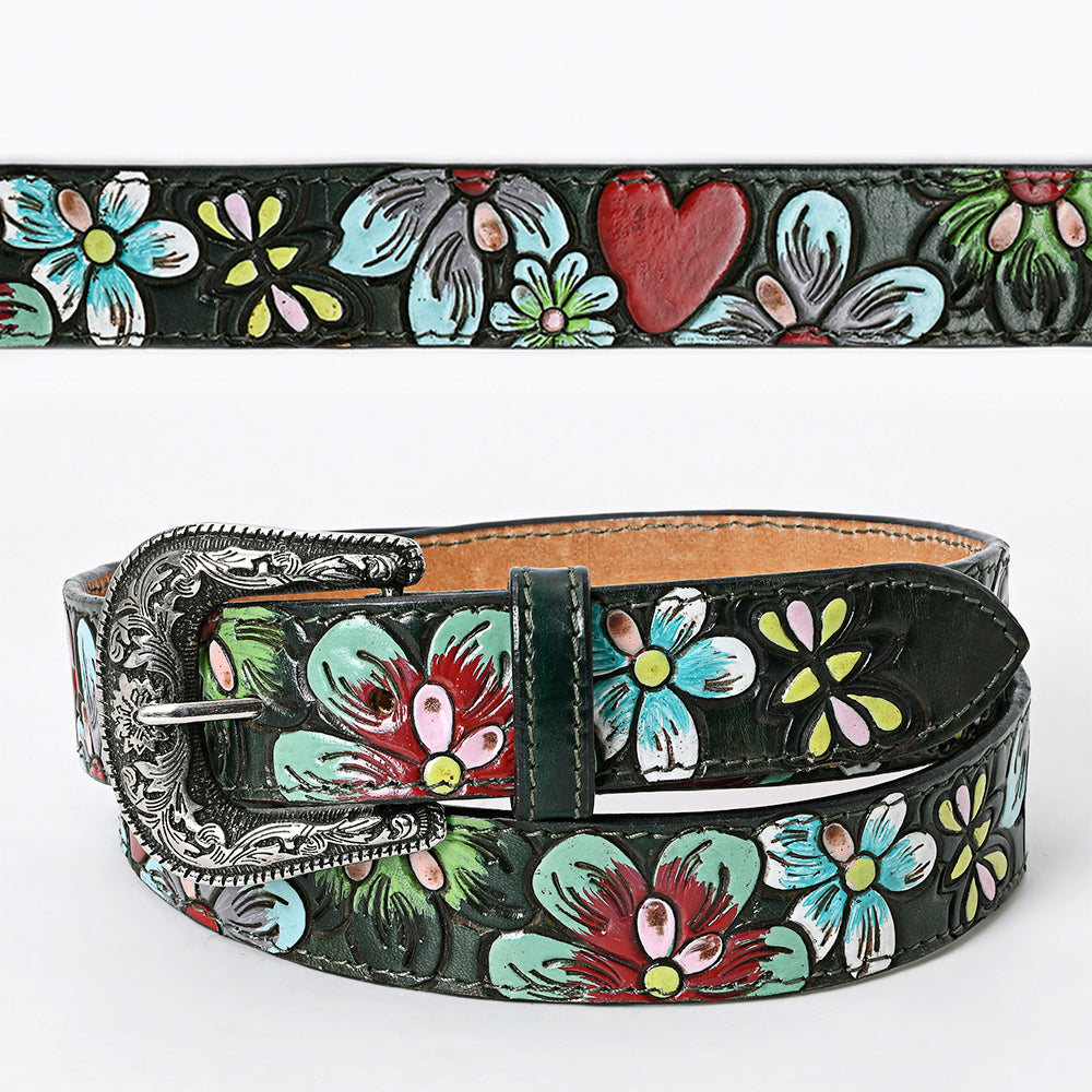 American Darling Beautifully Hand Tooled Tan Genuine Leather Belt Men and Women Western with Removable Buckle