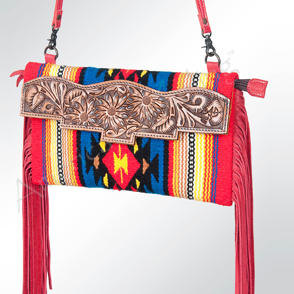 American Darling Cross Body Saddle Blanket Fabric Genuine Leather Western Women Bag Handbag Purse |College Casual Travel Bags