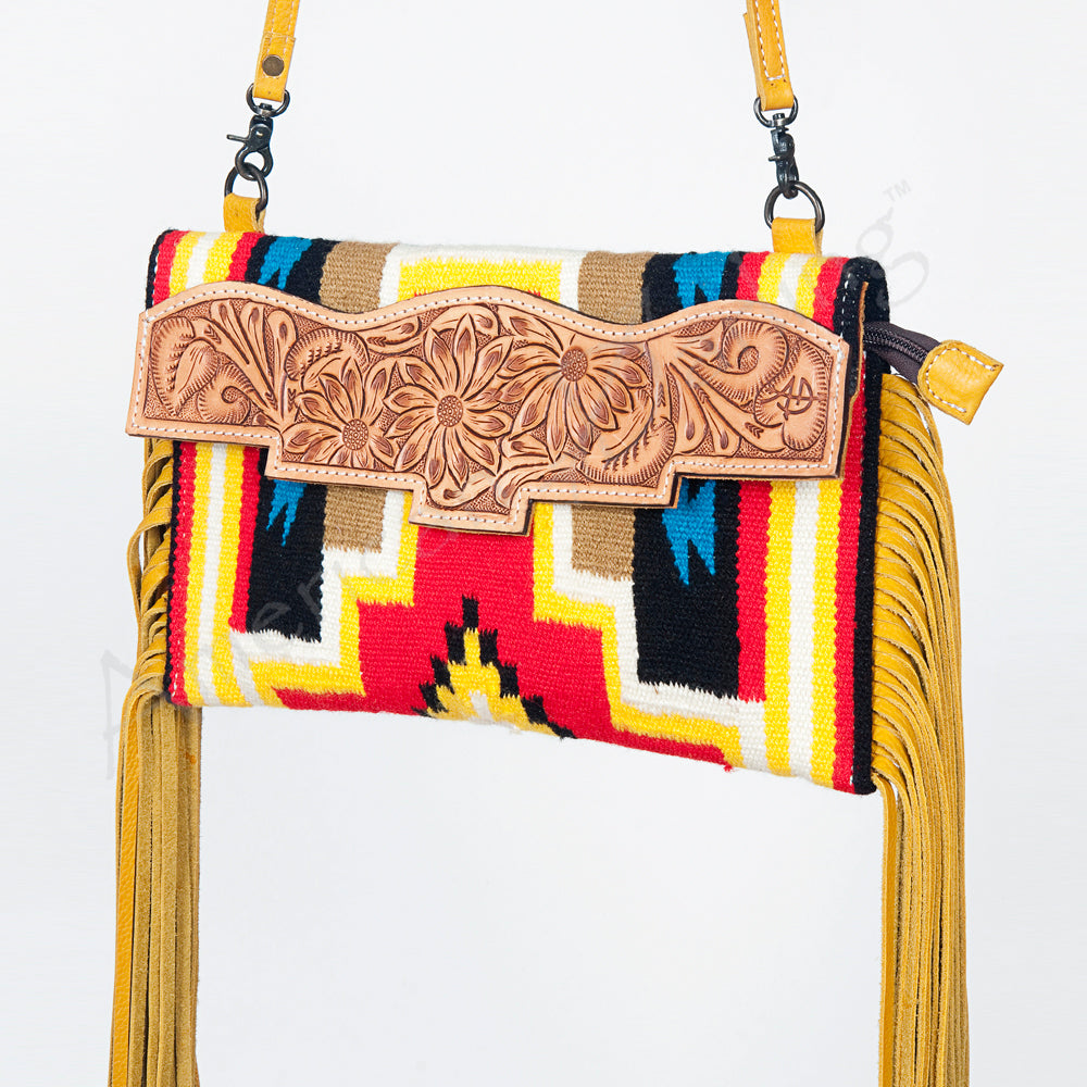 American Darling Cross Body Saddle Blanket Fabric Genuine Leather Western Women Bag Handbag Purse |College Casual Travel Bags