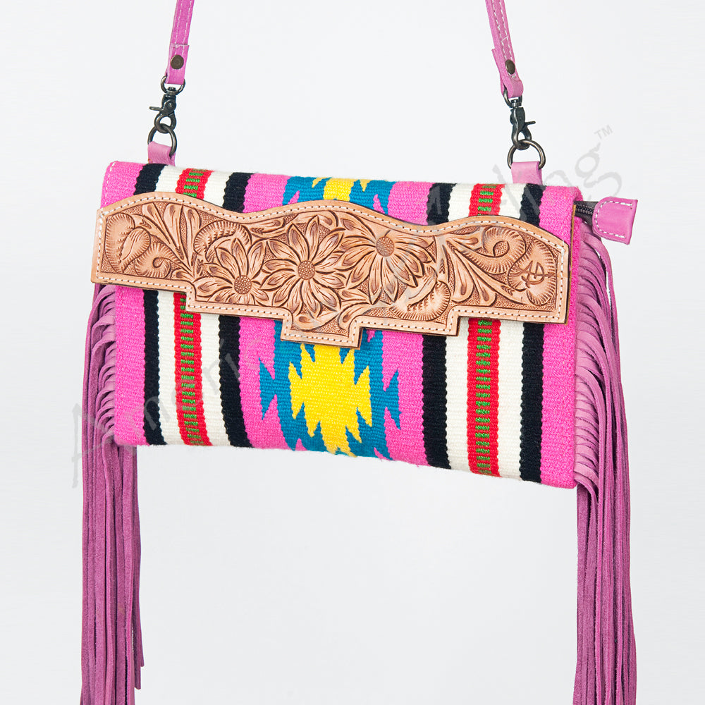 American Darling Cross Body Saddle Blanket Fabric Genuine Leather Western Women Bag Handbag Purse |College Casual Travel Bags