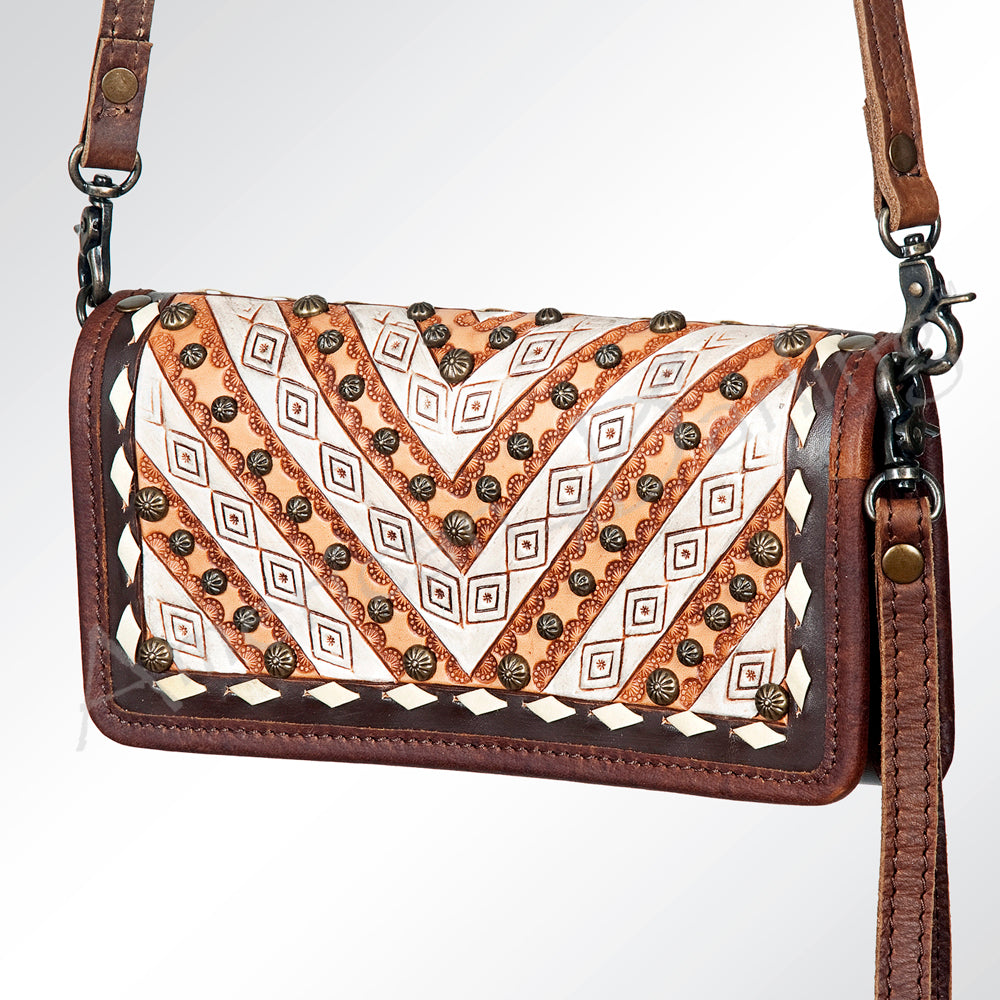 American Darling Wallet Hand Tooled Hair On Genuine Leather Western Women Bag | Handbag Purse Wristlet Travel Clutch