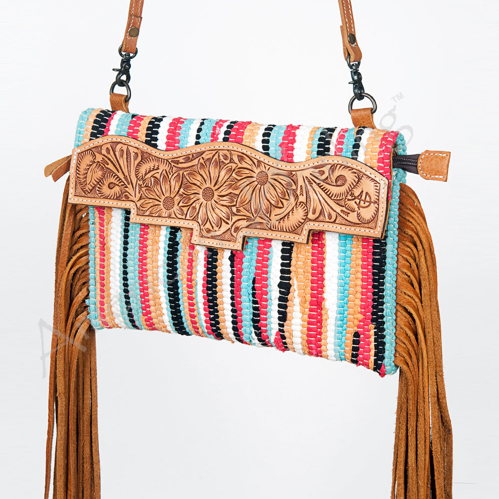 American Darling Cross Body Saddle Blanket Fabric Genuine Leather Western Women Bag Handbag Purse |College Casual Travel Bags