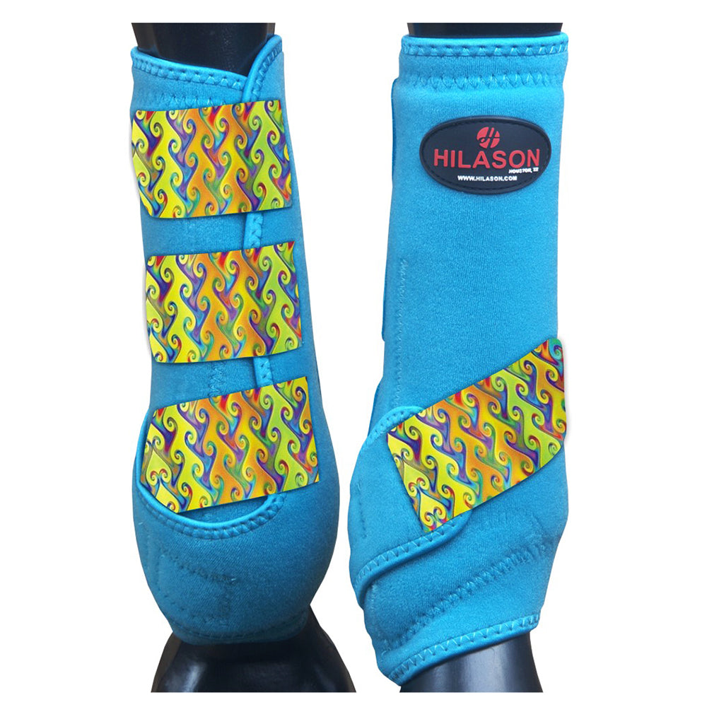 HILASON L M S Horse Rear Hind Leg Sport Boots Printed
