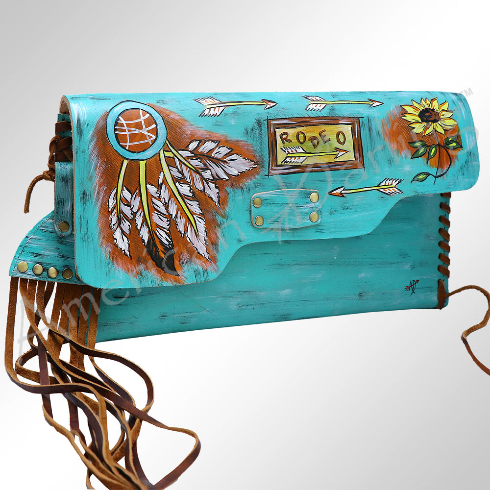 American Darling Envelope Hand Painted Full Grain Genuine Leather Western Women Bag Handbag Purse | for Cute