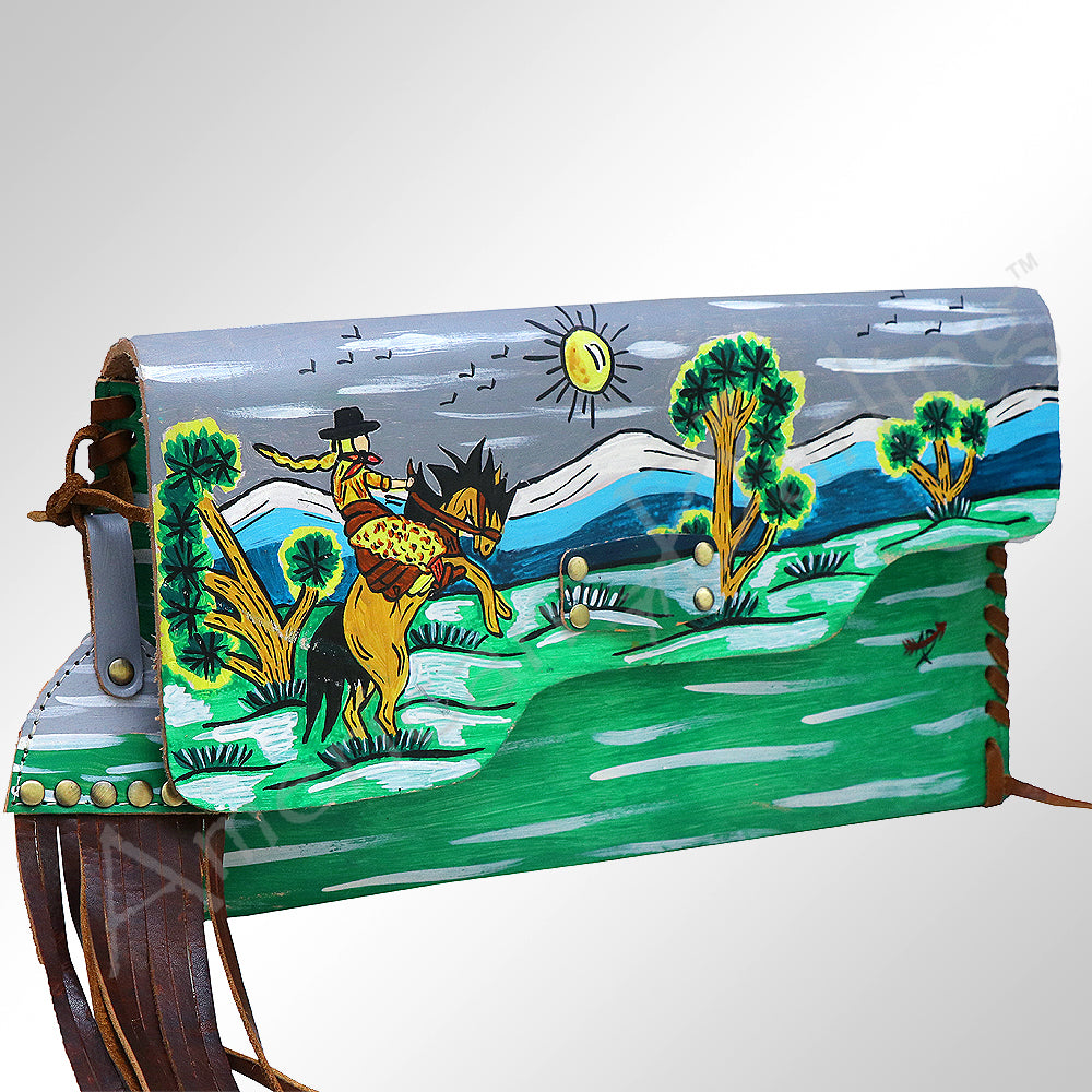 American Darling Envelope Hand Painted Full Grain Genuine Leather Western Women Bag Handbag Purse | for Cute