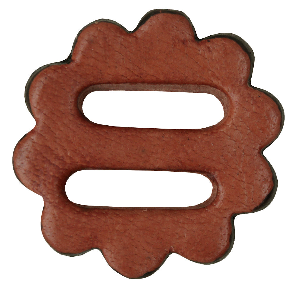 Hilason Slotted Scalloped Leather Rosette Concho Saddle Tack Mahogany 1-1/4"