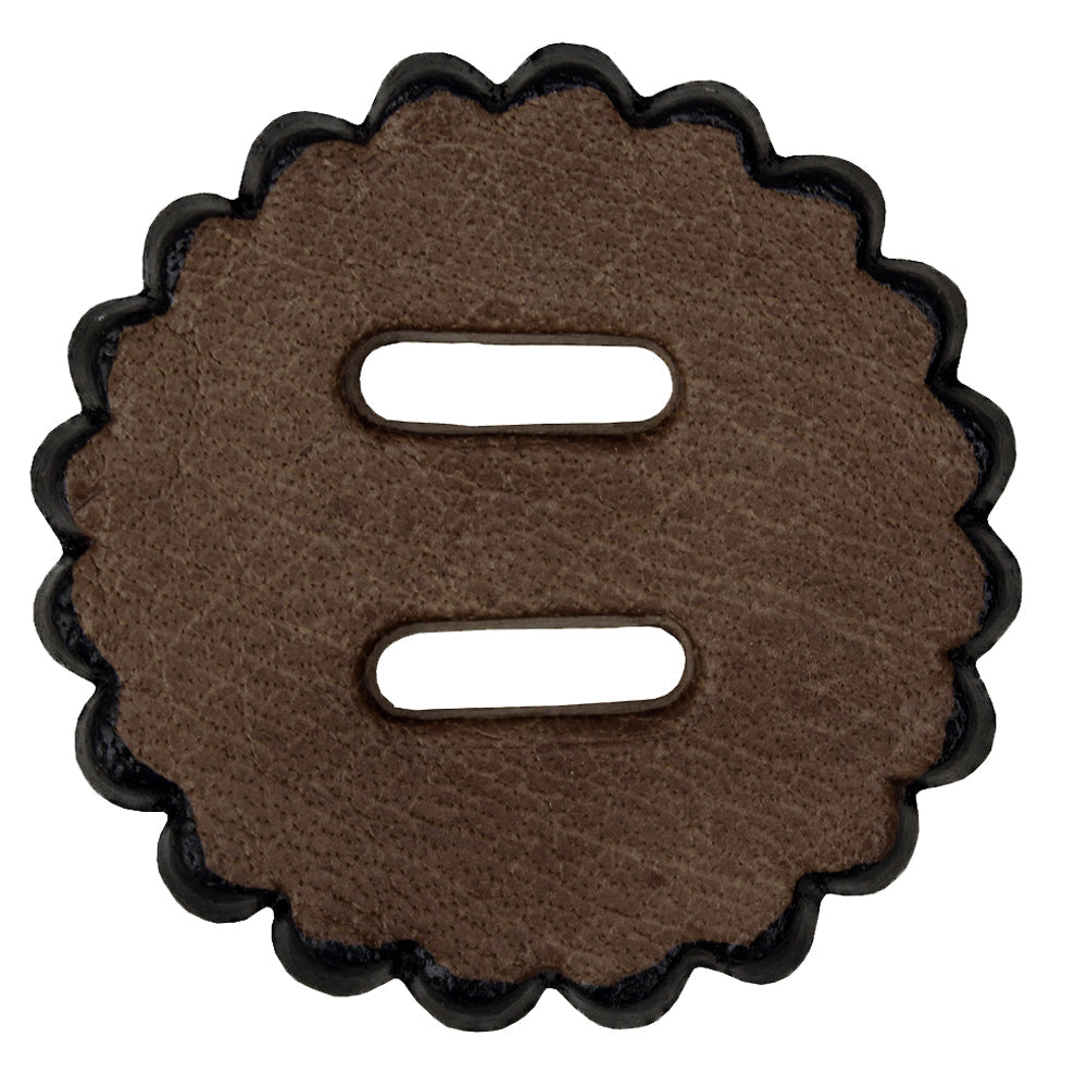Hilason Slotted Scalloped Leather Rosette Concho Saddle Tack Dark Brown 2"
