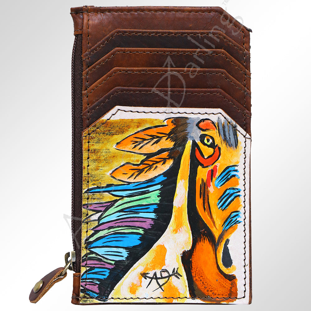 Ameran Darling Women's Card Holder Hnad Painted Full Grain Genuine Leather Handbag and Ladies Purse