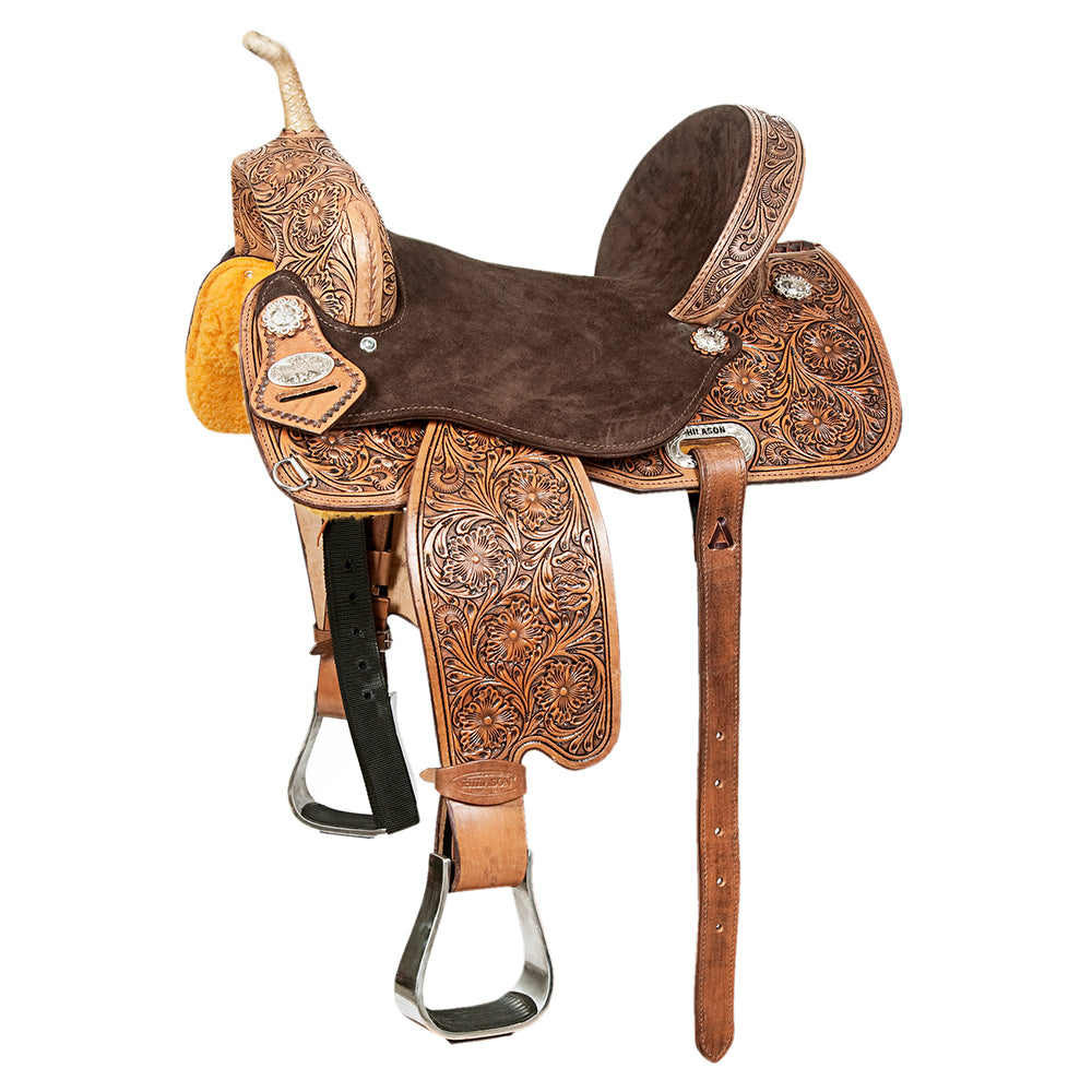 Flex Tree Western Horse Saddle In American Leather Barrel Trail By Hilason