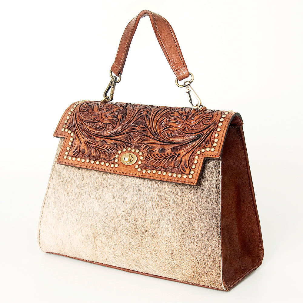 American Darling Briefcase Hand Tooled Hair On Genuine Leather Western Women Bag Handbag | for Cute Laptop