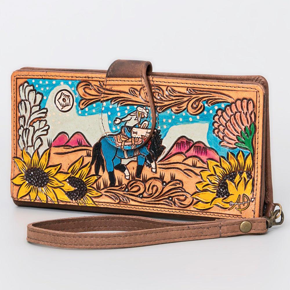American Darling Wallet Hand Tooled Genuine Leather Western Women Bag | Handbag Purse Wristlet Travel Clutch