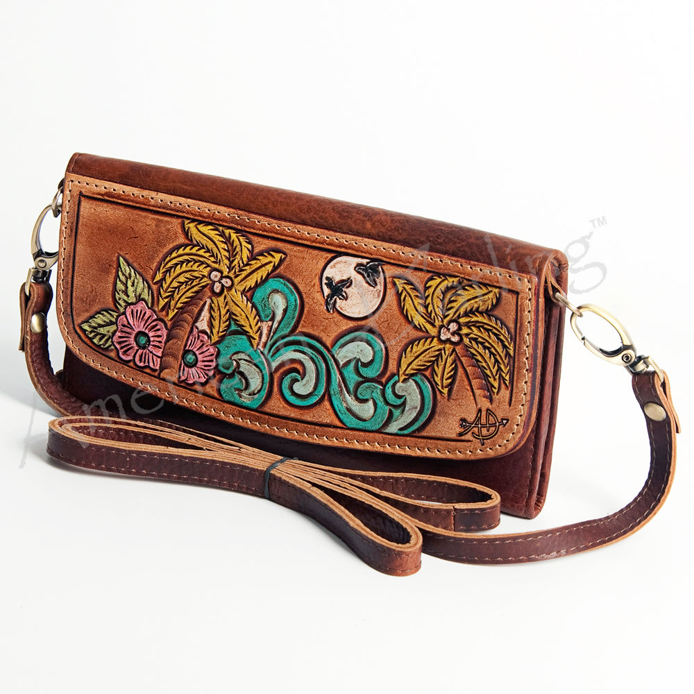 American Darling Wallet Hand Tooled Genuine Leather Western Women Bag | Handbag Purse Wristlet Travel Clutch