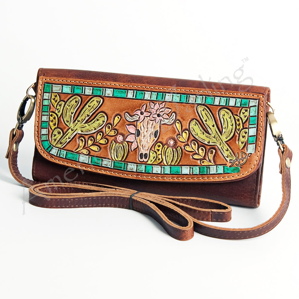 American Darling Wallet Hand Tooled Genuine Leather Western Women Bag | Handbag Purse Wristlet Travel Clutch