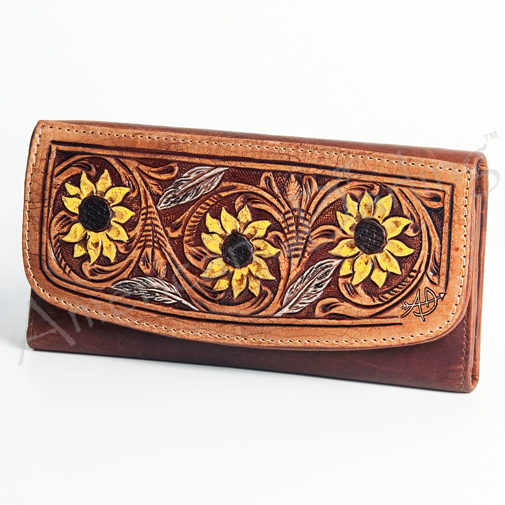 American Darling Wallet Hand Tooled Genuine Leather Western Women Bag | Handbag Purse Wristlet Travel Clutch