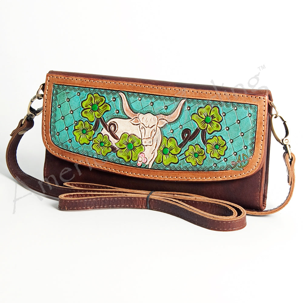 American Darling Wallet Hand Tooled Genuine Leather Western Women Bag | Handbag Purse Wristlet Travel Clutch