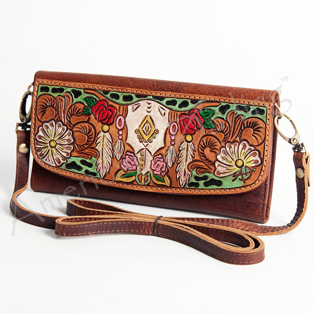 American Darling Wallet Hand Tooled Genuine Leather Western Women Bag | Handbag Purse Wristlet Travel Clutch