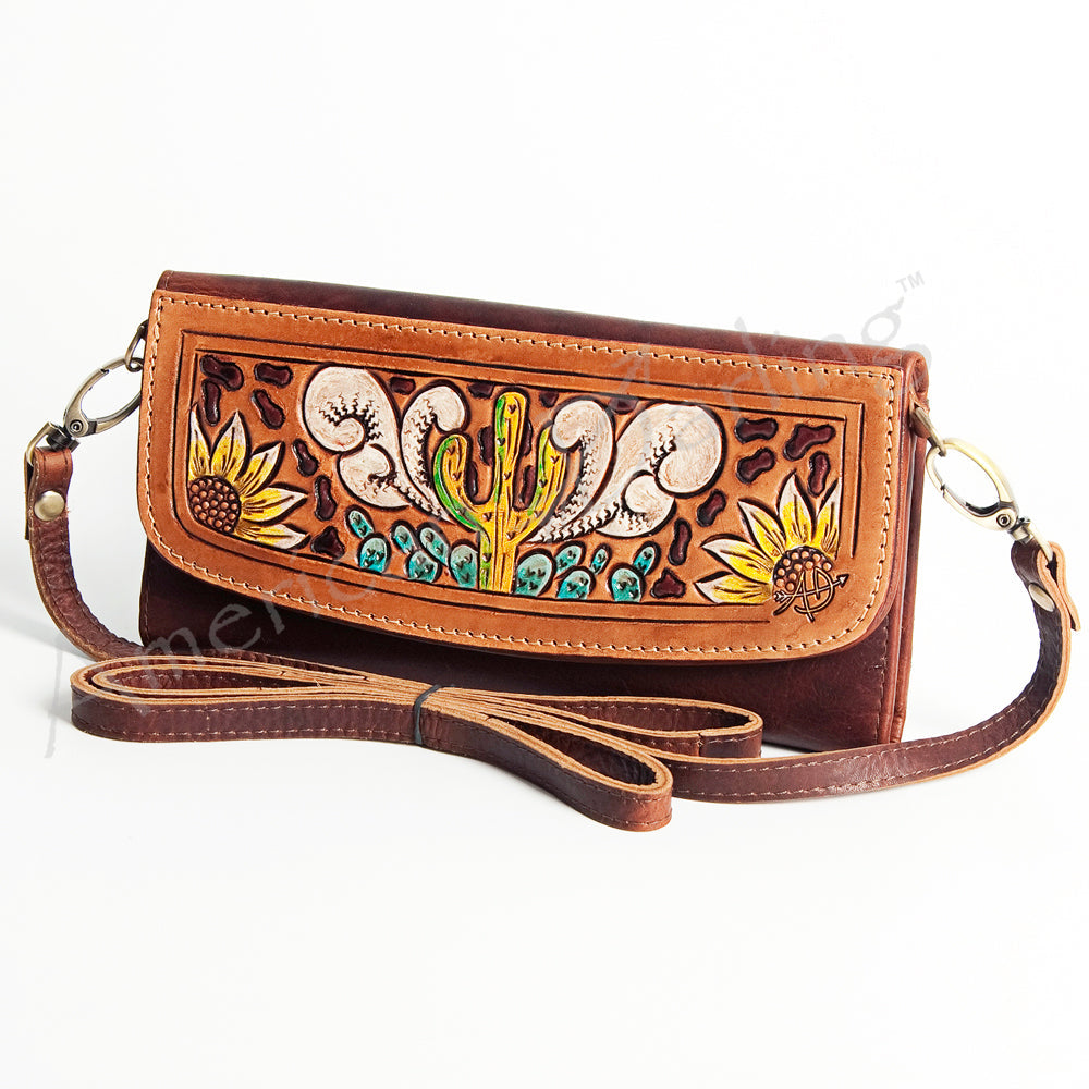 American Darling Wallet Hand Tooled Genuine Leather Western Women Bag | Handbag Purse Wristlet Travel Clutch