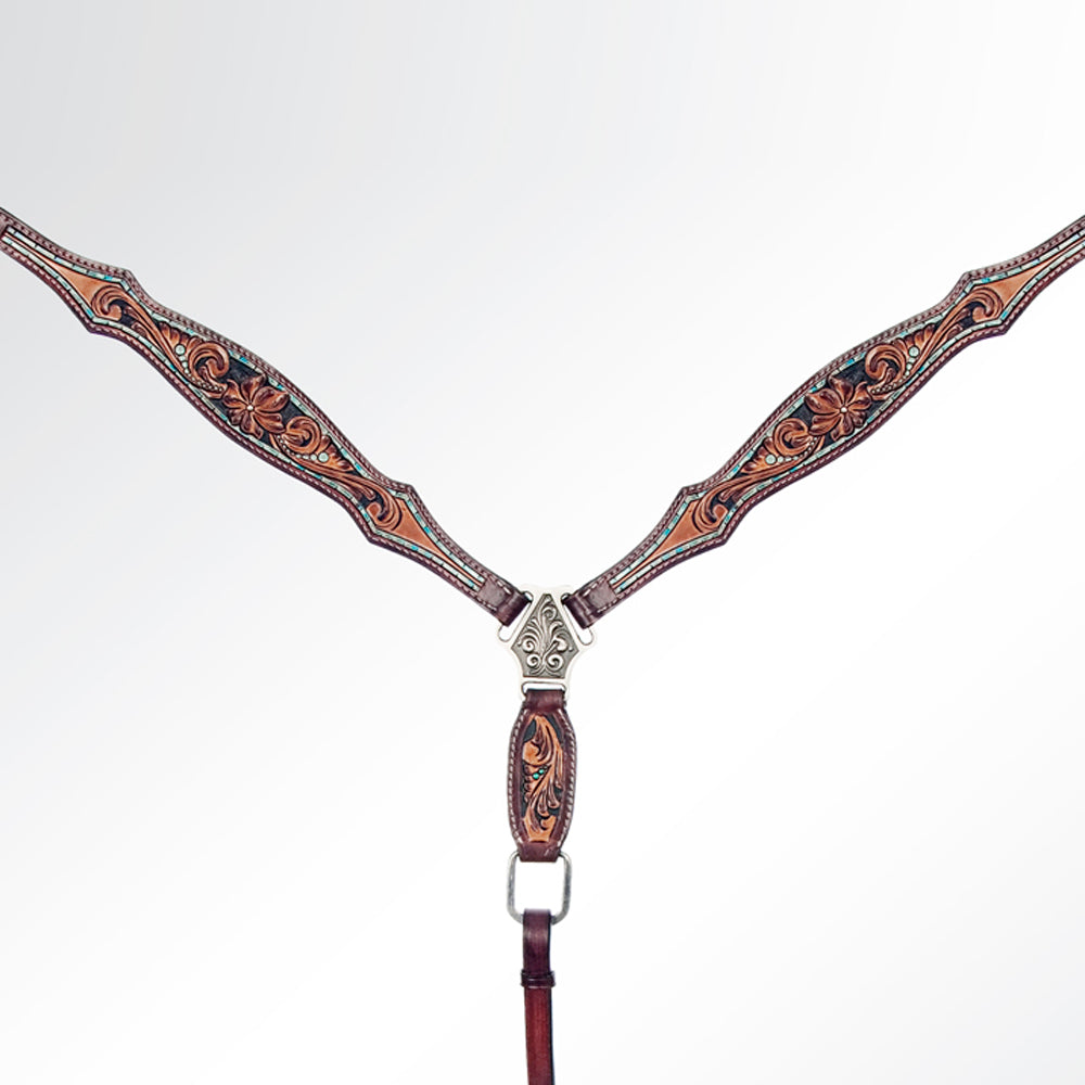 American Darling Western Horse Floral Genuine Leather Headstall Tack Set | Breast Collar for Horses