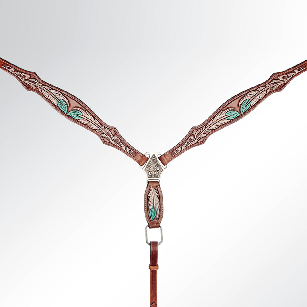 American Darling Western Horse Floral Genuine Leather Headstall Tack Set | Breast Collar for Horses