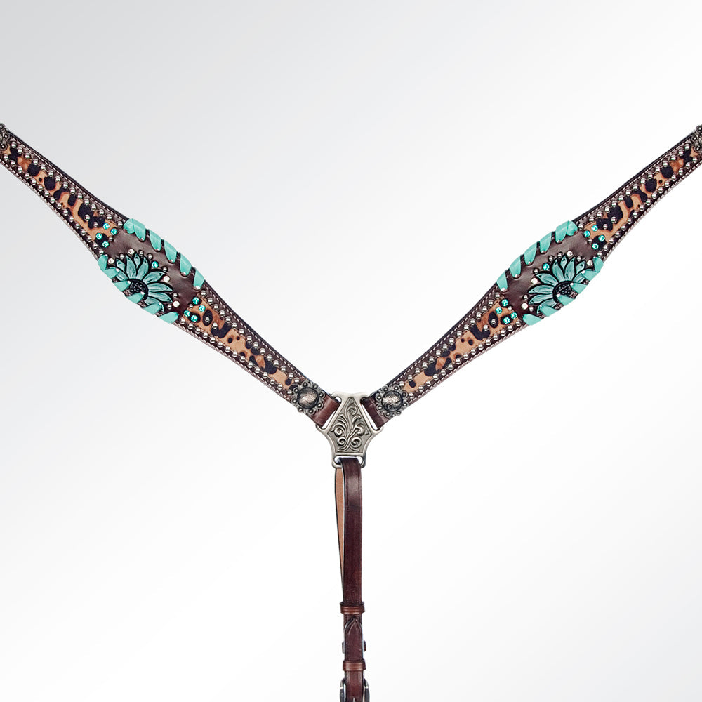 American Darling Western Horse Floral Headstall Tack Set Genuine Leather