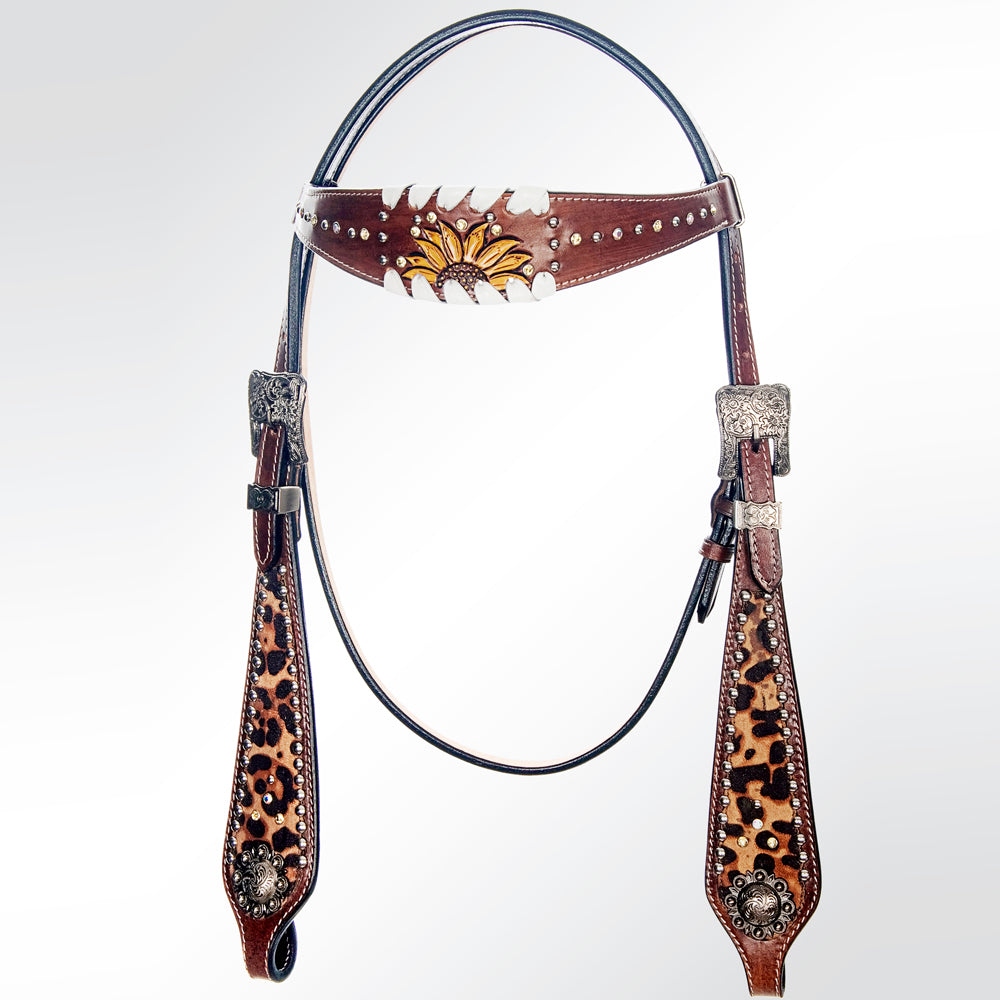 American Darling Western Horse Floral Genuine Leather Headstall Tack Set | Breast Collar for Horses