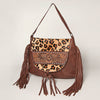 American Darling Messenger Hand Tooled Hair On Genuine Leather Western Women Bag Handbag Purse