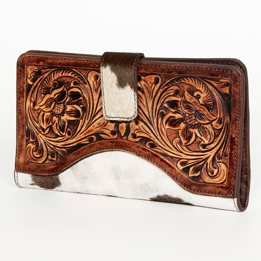 American Darling Wallet Hand Tooled Hair on Genuine Leather Western Women Bag | Handbag Purse Wristlet Travel Clutch