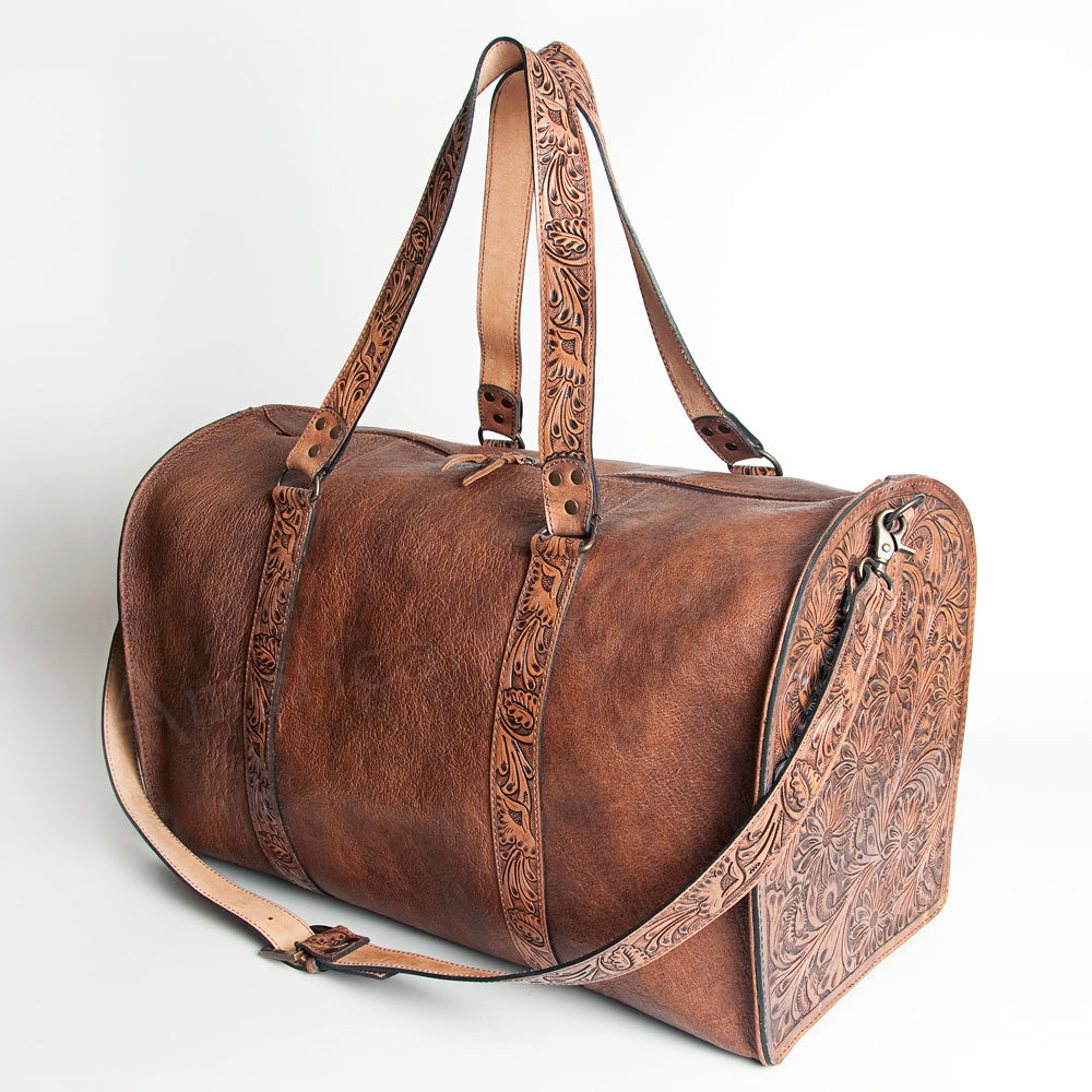 American Darling Duffel Hand Tooled Genuine Leather Women Bag Western Handbag Purse| | Duffel Weekend