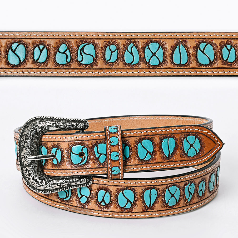 American Darling Beautifully Hand Tooled Tan Genuine Leather Belt Men and Women Western with Removable Buckle